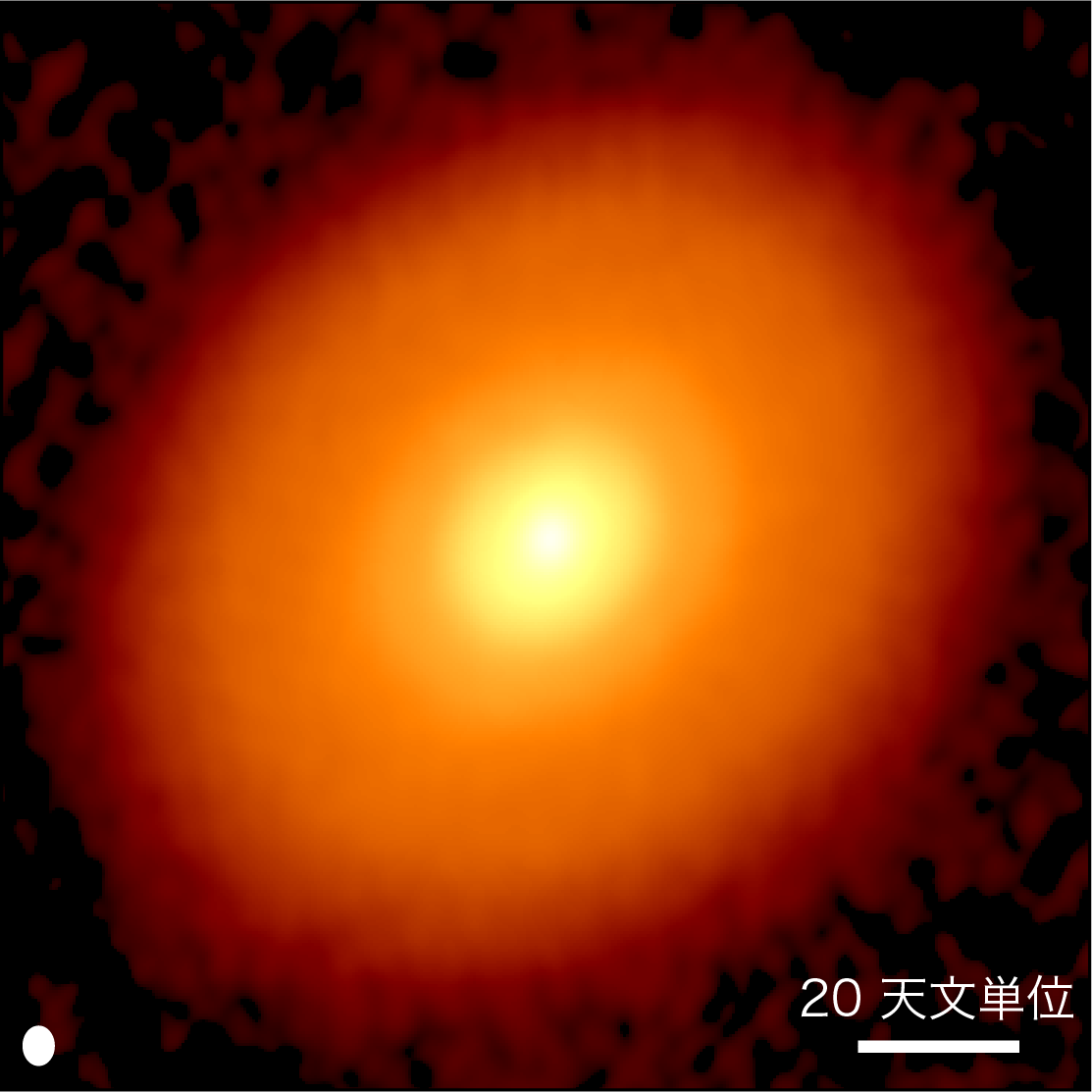 アルマ望遠鏡で観測した「おうし座DG星」を取り巻く原始惑星系円盤